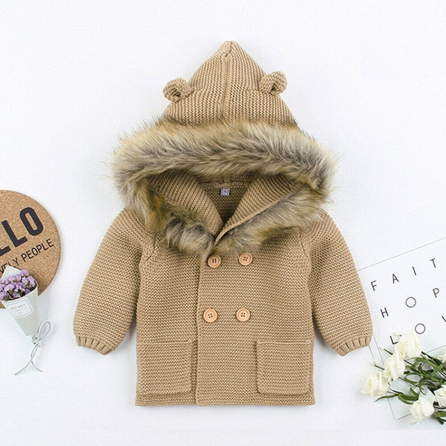 Baby Hooded Coat Fur Collar
